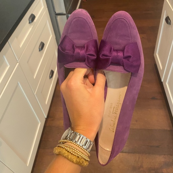 Ferragamo Purple Suede Smoking Slippers - Picture 2 of 7